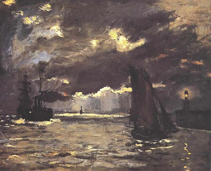 Claude Monet A Seascape, Shipping by Moonlight Spain oil painting art